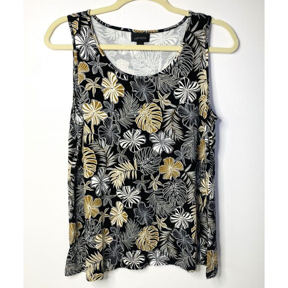 J Jill Wearever Leaf Floral Stretchy Sleeveless Tropical Soft Comfy Tank Top M - Picture 1 of 10